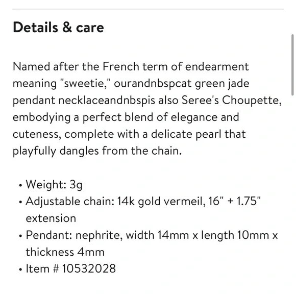 Choupette Cat green jade pendant necklace - Picture 4 of 4